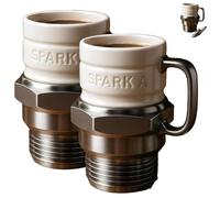 Generico Spark Plug Mug, Engine Spark Plug Design, Automotive Themed Coffee Mug, for Car Enthusiasts, Mechanics & Garage Lovers (2Pcs)