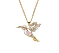 Generico Sparkling Crystal Hummingbird Pendant Necklace, Hummingbird Necklaces for Women Gold Pandent Necklaces for Bird Lovers