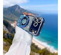 Generico Sparkling Diamond Womens Phone Case, Magnetic Kickstand Case, Luxury Bling Diamond Cover with Mirror and Stand Shockproof Protection for iPhone 17/16/15/14/13/12 Pro Max (Blue,iPhone16 Pro)