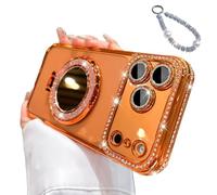 Generico Sparkling Diamond Women's Phone Case with Mirror and Stand,Sparkling Rhinestone Phones Case for iPhone 11/12/13/14/15/16/17 Series,Folding Magnetic Kickstand Diamond Cases