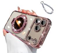 Generico Sparkling Diamond Women's Phone Case with Mirror and Stand,Sparkling Rhinestone Phones Case for iPhone 11/12/13/14/15/16/17 Series,Folding Magnetic Kickstand Diamond Cases