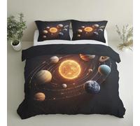 Generico Spazio Copripiumino Matrimoniale Spazio Pianeta Parure Copripiumone con 1 x Copripiumone 135x200 cm e 1 x Federe 50x80cm GS*15