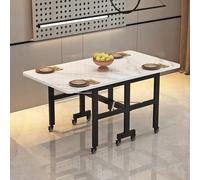 Generico Spazio Saving Drop Leaf Dining Tavolo da Pranzo con Ruote 3 modalità Pieghevole Tavolo da Cucina per Piccole stanze 4-6 Seat Light White Finish Console Adjustable Desk