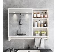 Generico Specchio Bagno Contenitore a Parete con Contenitore, Mobile Bagno con Specchio con Ripiani Aperti, Portaoggetti Sopra Il Wc con Barra Portasciugamani(80cm/31.5in)