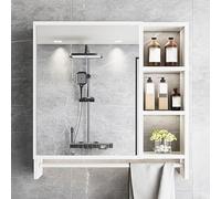 Generico Specchio Bagno Contenitore a Parete con Contenitore, Mobile Bagno con Specchio con Ripiani Aperti, Portaoggetti Sopra Il Wc con Barra Portasciugamani(60cm/23.6in)