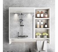 Generico Specchio Bagno Contenitore a Parete con Contenitore, Mobile Bagno con Specchio con Ripiani Aperti, Portaoggetti Sopra Il Wc con Barra Portasciugamani(70cm/27.6in)