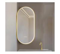 Generico Specchio cosmetico ovale girevole da bagno, specchio angolare a parete, sensore di movimento, adatto for il trucco quotidiano, la cura della pelle e la rasatura(Gold,60x90cm)