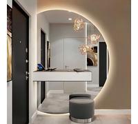 Generico Specchio da Bagno A Semicerchio, Specchio Semicircolare con Luce LED, Specchio Mezza Luna da Parete Dimmerabile, Moderno Specchio da Bagno, Sinistra/Destra Universale (77 * 110cm)