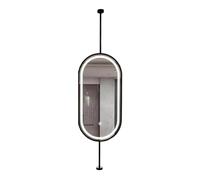 Generico Specchio Da Bagno A Soffitto Con Luce LED E Dimmerabile Tricolore | Asta for specchio personalizzabile for soggiorno, ingresso, bagno, camera da letto e toletta(Black,50x90cm)