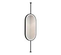 Generico Specchio Da Bagno Sospeso In Metallo Con Illuminazione, Montaggio A Soffitto Ovale, Regolabile, Adatto For Soggiorno, Camera Letto, Spogliatoio(Black,50x100cm)