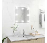 Generico Specchio da Parete Quadrato con Luci LED in Vetro,Argento,3.4kg,3078636