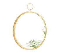 Generico Specchio da Parete Rotondo in Ferro per Toeletta da Bagno, Design Minimalista, con Anello di Sospensione E Cornice Decorativa in Metallo(Gold,27x31cm/10.6x12.2in)