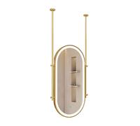 Generico Specchio Da Soffitto Illuminato, Specchio Decorativo Con Supporto A Doppia Barra E Pulsante Touch, Realizzato In Ferro For Bagno, Camera Da Letto(Gold,40x80cm)