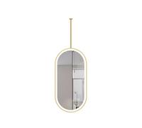 Generico Specchio da soffitto monofacciale con luci a LED, specchio da toeletta arrotondato for bagno, trasparente e pratico, for bagno di casa e hotel(Gold,50x100cm)