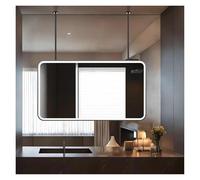 Generico Specchio Da Soffitto, Specchio Da Bagno Rettangolare In Ferro, Specchio Da Trucco Illuminato, For Casa/hotel, Dimmerabile A 3 Colori(Black,90x60cm)