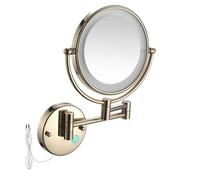 Generico Specchio da Trucco da Parete da 8" con Luce, Specchio da Bagno ingranditore Regolabile 10X/1X, Braccio esteso dimmerabile con Tocco a 3 Colori, specchi con Rotazione di 360°