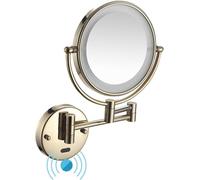 Generico Specchio da Trucco Illuminato da Parete 10X/1X, Specchio da Bagno ingranditore Regolabile da 8'' con Luce, Rotazione a 360°, per Ragazze e Donne, Plug-in Zirconium,10x