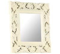 Generico Specchio Intagliato a Mano Bianco 50x50 cm in Massello di Mango,Bianco,4.84kg,321641