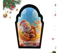 Genérico Specchio olografico di Babbo Natale - Specchio LED natalizio con bordo ondulato | Decorazione di proiezione moderna per camera da letto, cucina, e porte