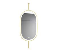 Generico Specchio ovale bifacciale for bagno con illuminazione a soffitto, luce dimmerabile a 3 colori, adatto for ingressi, spogliatoi e arredamento for la casa(Gold,50x80cm)