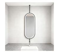 Generico Specchio Ovale Sospeso Girevole A 360°, Specchio Da Toeletta Illuminato Montato A Soffitto, Con Luce E Pulsante Touch, Vetro Temperato Infrangibile, For Bagno(Black,40x100cm)