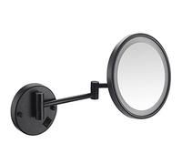 Generico Specchio per Il Trucco con luci e ingrandimento 10X, Specchio da Bagno a Parete con LED, Girevole ed Estensibile, in Ottone con USB, Argento con Cablaggio Fisso (USB Nero)