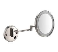 Generico Specchio per Il Trucco con luci e ingrandimento 10X, Specchio da Bagno a Parete con LED, Girevole ed Estensibile, in Ottone, con connessione USB o cablato (Spina in Nichel).