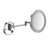 Generico Specchio per Il Trucco con luci e ingrandimento 10X, Specchio da Bagno a Parete con LED, Girevole ed Estensibile, in Ottone, con connessione USB o cablata (Argento).