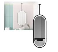 Generico Specchio sospeso a soffitto, Specchio bagno hotel luci a LED, Chiaro e pratico, for uso in ufficio nel corridoio della cabina armadio(Black,60x100cm)