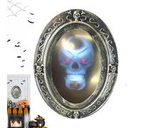 Generico Specchio Stregato con Sensore Movimento, Suoni Inquietanti e Cornice Stile Vintage | Oggetto Scena Horror Spaventoso per Decorazioni Halloween, Spettacoli Teatrali, Feste | (Ovale, 32x25 cm)