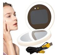 Genérico Specchio UV - Specchio da trucco compatto - Fotocamera UV pieghevole con luci LED regolabili e banca di potere per viaggi e bagno