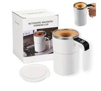 Generico SpinBrew Mug, Rechargeable Self-Stirring Magnetic Coffee Cup with Temp Display, Automatic Magnetic Stirring Coffee mug, for Milk and Other Beverages (White,1 Pcs)