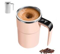 Generico Spinbrew Mug- Self-Stirring Magnetic Coffee Cup with Temp Display, 12.85 Fl Oz, Safe & Food-Grade, Easy to Clean, Rechargeable Stirring Mug, for Coffee, Milk (Pink)