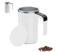 Generico Spinbrew Mug- Self-Stirring Magnetic Coffee Cup with Temp Display, 12.85 Fl Oz, Safe & Food-Grade, Easy to Clean, Rechargeable Stirring Mug, for Coffee, Milk (White)