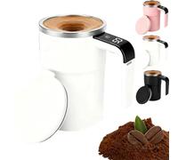 Generico SpinBrew Mug - Self-Stirring Magnetic Coffee Cup with Temp Display, Automatic Spinbrew Electric Self Stirring Mug for Coffee, Milk and Other Beverages (WHITE)