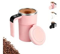 Generico SpinBrew Mug - Self-Stirring Magnetic Coffee Cup with Temp Display, for Coffee, Milk and Other Beverage (Pink)