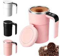 Generico SpinBrew Mug - Self-Stirring Magnetic Coffee Cup with Temp Display, Rechargeable Stirring Mug, for Coffee, Milk (Pink)