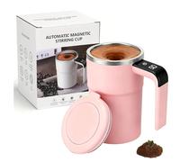 Generico SpinBrew Mug - Tazza da caffè magnetica automescolante con display della temperatura, tazza ricaricabile con mescolatore (Pink)