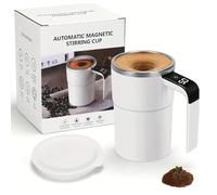 Generico SpinBrew Mug - Tazza da caffè magnetica automescolante con display della temperatura, tazza ricaricabile con mescolatore (White)
