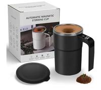 Generico SpinBrew Mug - Tazza da caffè magnetica automescolante con display della temperatura, tazza ricaricabile con mescolatore (Black)