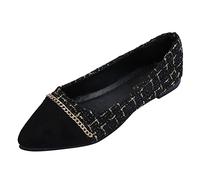 Generico Splicing Design Chain per le donne Scarpe basse Slip On Shallow Mouth Semplici scarpe singole casual da lavoro (Black, 40)