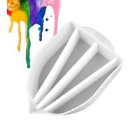 Generico Split Cups Paint Pouring, Silicone Pouring Tool, 4 Channel Reusable Cup with 5.12 Inches Width, Painting Resin Art Mixer for Creative Projects, Workshop, Studio, Mold Casting White