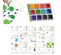 Generico Sponge Finger Painting Set - Stamp Pads for Kids | Washable Ink Pad Art Painting Tool | Finger Paintîng with 12/24 Inkpads and 25 Drawing Cards for Children School Classroom Decoration