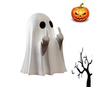 Generico Spooky & Funny Middle Finger Ghost-Cute Halloween Decor with Attitude, Ghosts Middles Fingers Figurine for Halloween Table Shelf, Home Decoration (White)