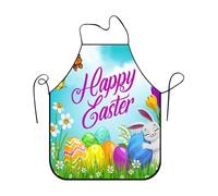 Generico Spring Apron - Polyester 72x52cm | Adjustable Kitchen Clothes With Bunny Egg Flower Prints | Protective Apron For Cooking Dishwashing Gardening Farming Painting Art Projects