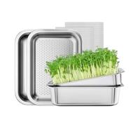 Generico Sprouting Tray Stainless Steel - Resistant Seed Starting Rack, Flow Through Water Design Sprout Cultivation Stand, Bean Growing System Kitchen Garden Display for Beans Indoor Outdoor