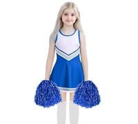 Generico Squadra di cheerleader per bambini europei COS Student Role Playing Stage Performance Competition Carnival Party Set (Blue, 5-6 Years)
