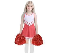 Generico Squadra di cheerleader per bambini europei COS Student Role Playing Stage Performance Competition Carnival Party Set (Red, 7-8 Years)