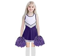 Generico Squadra di cheerleader per bambini europei COS Student Role Playing Stage Performance Competition Carnival Party Set (Purple, 5-6 Years)