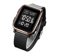 Generico Square Digital Hand Watch - Waterproof LED Timepiece | ABS PU Stainless Steel with Adjustable Strap, Alarm Countdown Time Display Casual Business Wear Gift